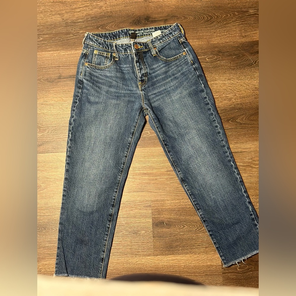 Gap vintage high rise jeans size 2 dark blue wash - Picture 4 of 12